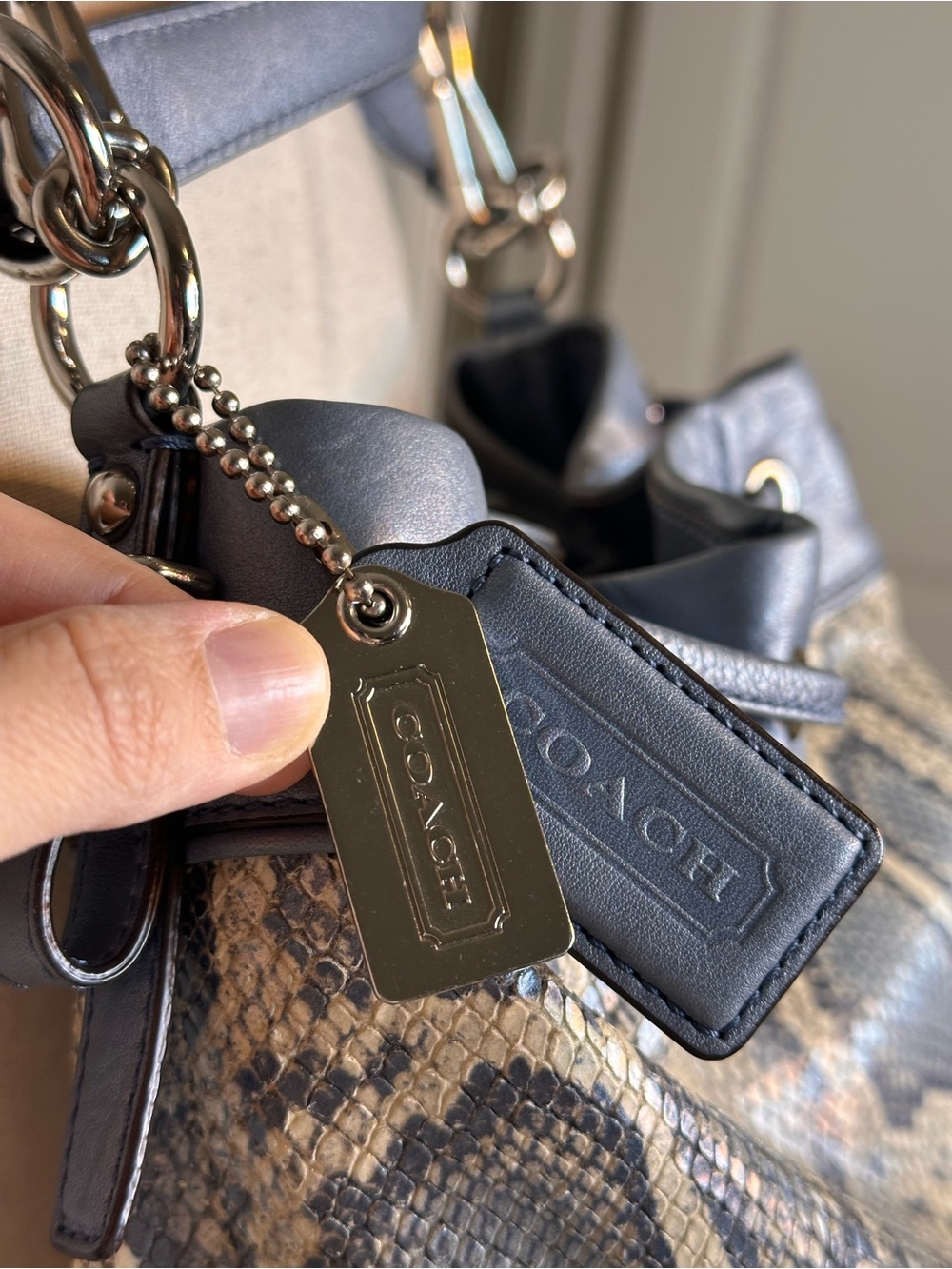 Coach Madison Marielle Python-Embossed Drawstring Shoulder Bucket Bag 17019 - Picture 6 of 14